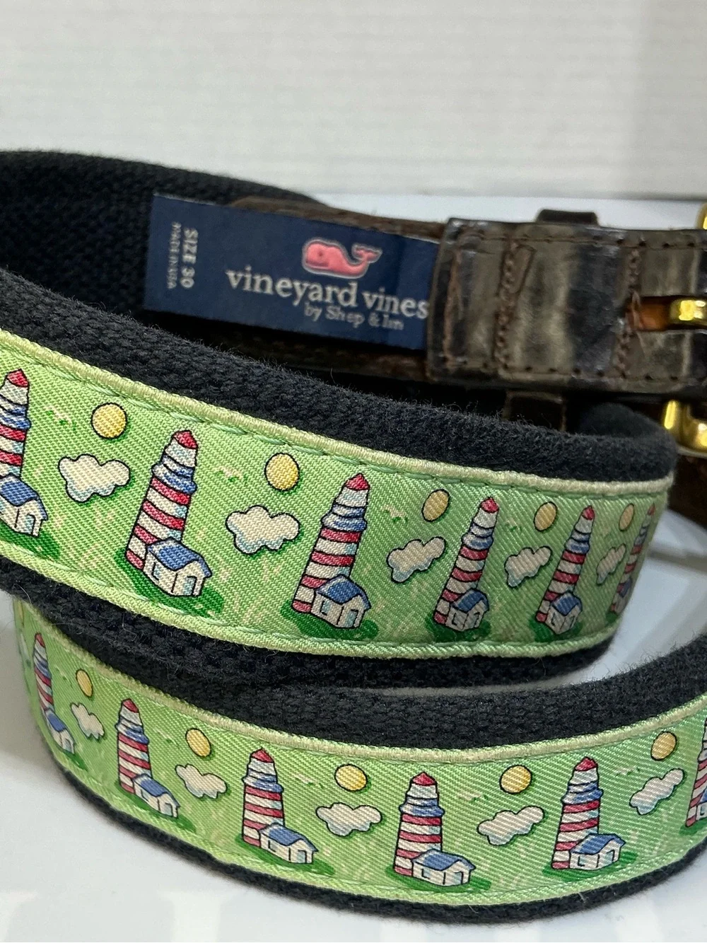 Vineyard Vines Men’s Lighthouse vintage Belt Preppy Coastal 30”Belt Causal